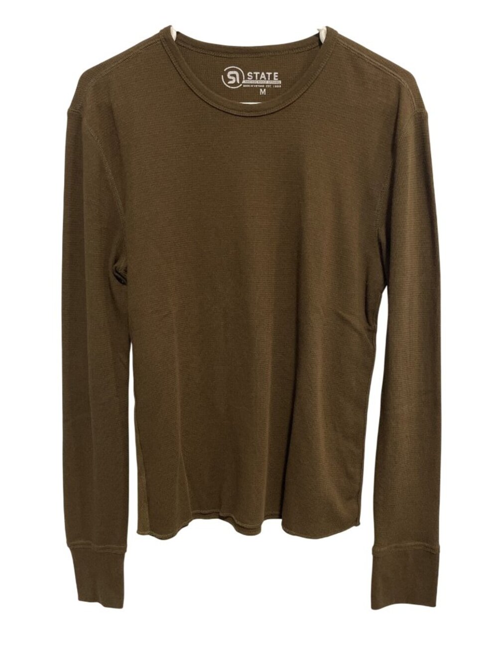 State Vintage Rogue Thermal Shirt Medium Waffle Knit Crewneck Brown Essentials